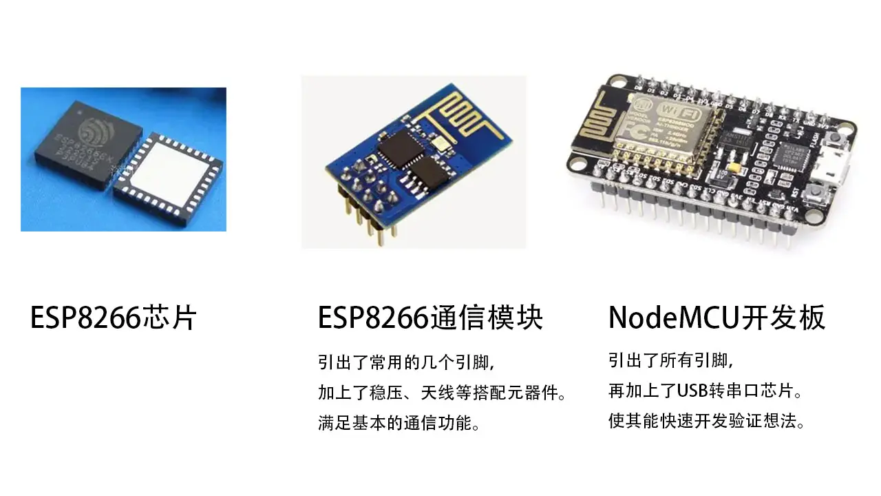 ESP8266芯片模块开发板的区别